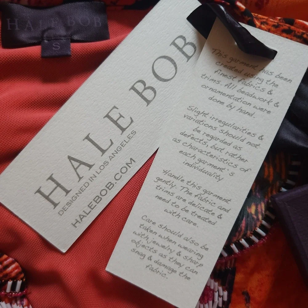 HALE BOB Lulie Jersey Dress Small Animal Print Mixed Media Red Orange NWT $238 - Picture 10 of 10